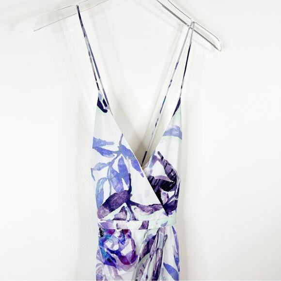 NWT Fame and Partners Fallen Leaves Print Sleeveless Slit Leg Maxi Dress 10 - Picture 4 of 7